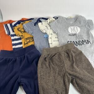 Gerber Baby Bodysuits Lot 6 Tops + 2 Pants 0-3M & 3-6M Mixed Styles Bundle